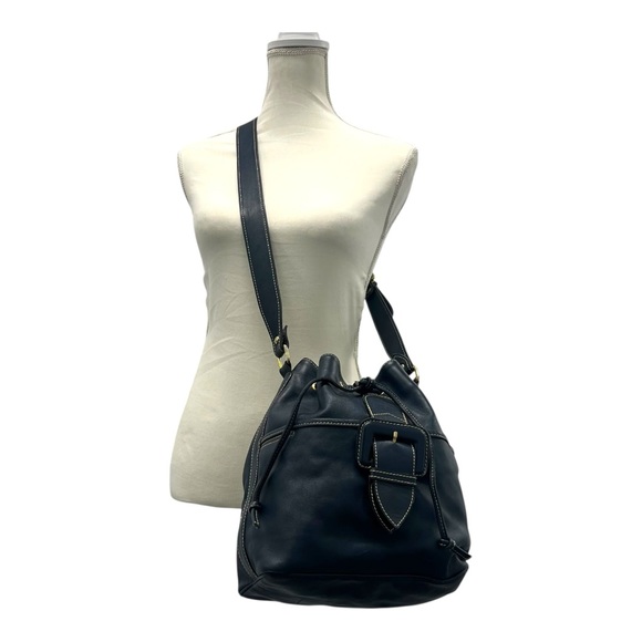 Francesco Biasia Navy Leather Bucket Bag - Picture 3 of 9